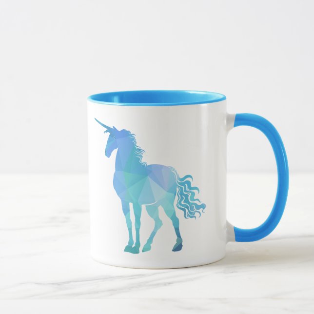 Tasse Licorne bleue moderne de polygone (Droite)