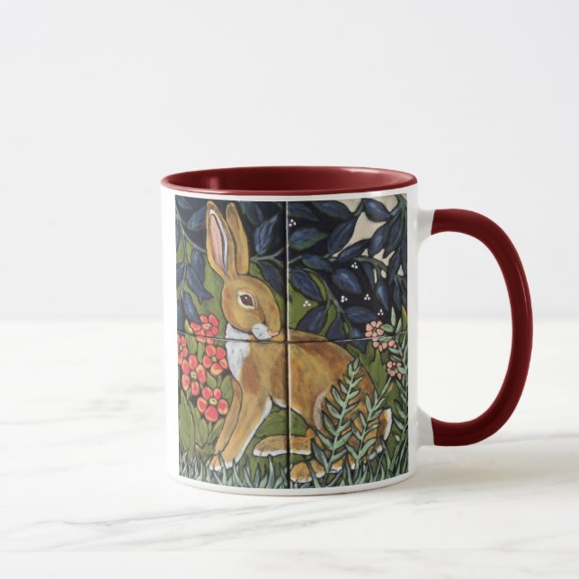 Tasse Lièvre de lapin en forêt William Morris Style (Droite)