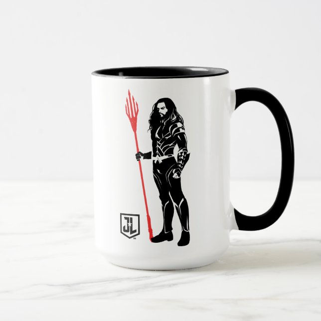 Tasse Ligue de Justice | Aquaman Pose Noir Pop Art (Droite)