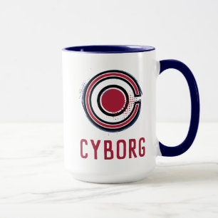 Tasse Ligue de Justice   Symbole de cyborg brosse et dem