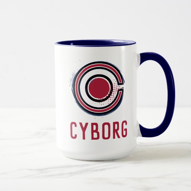 Tasse Ligue de Justice | Symbole de cyborg brosse et dem (Droite)