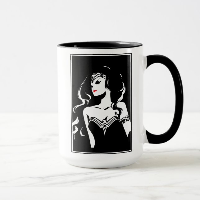 Tasse Ligue de Justice | Wonder Woman Noir Pop Art (Droite)