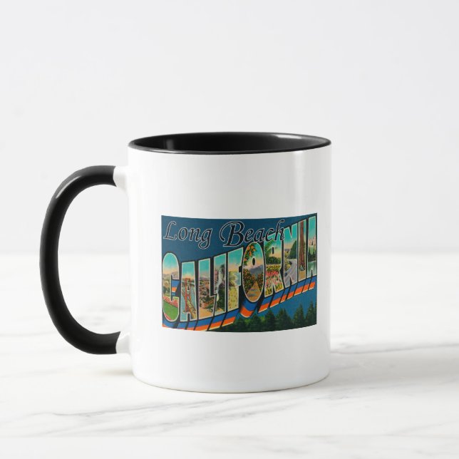 Tasse Long Beach, Californie - Scènes de grandes lettres (Gauche)