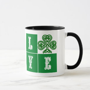 Tasse Love Celtic Coeurs Shamrocks
