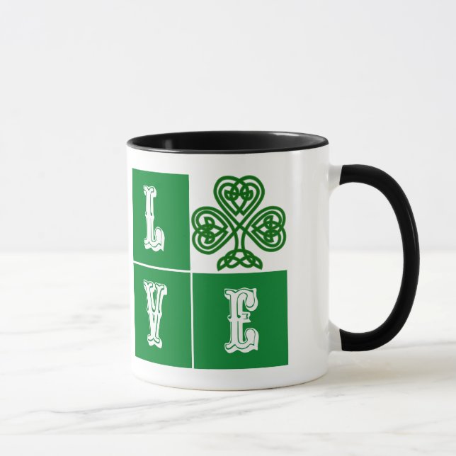 Tasse Love Celtic Coeurs Shamrocks (Droite)