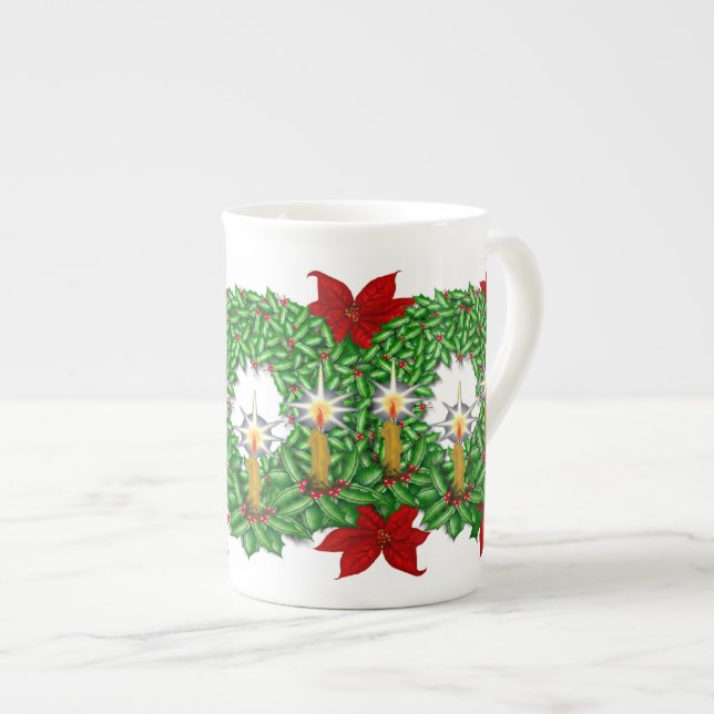 Tasse lumineuse de porcelaine tendre de Noël (Devant droit)