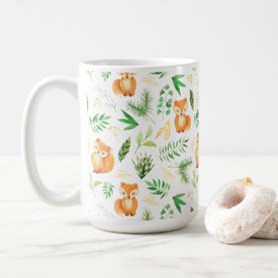 Tasse lunatique   de renards et de feuille