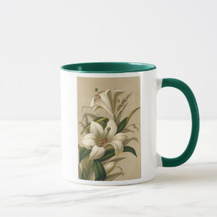Tasse Lys de Pâques vintages, Fleurs victoriennes en fle