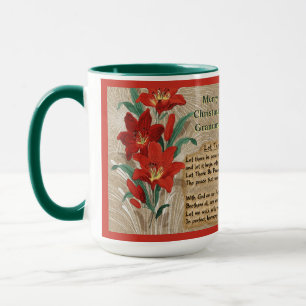 Tasse Lys rouges et paroles de Noël - Personnalisé