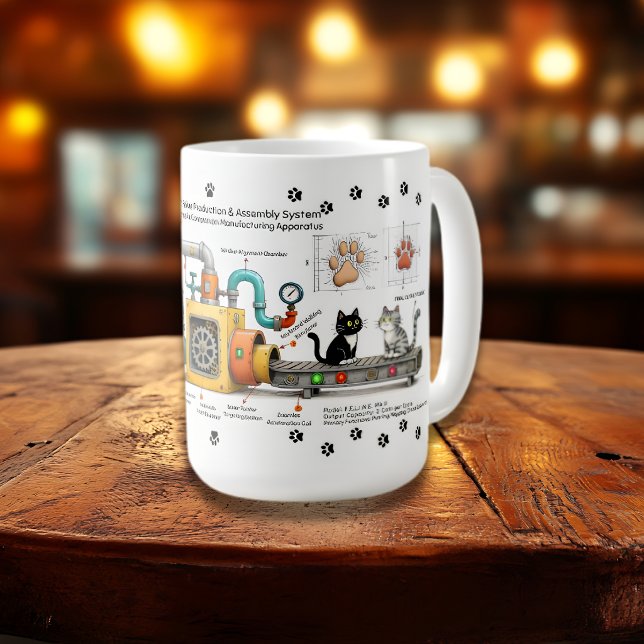 Tasse Machine à Assemblage de Chat Drôle (Créateur téléchargé)