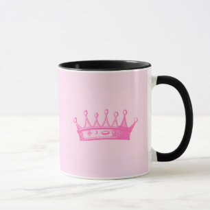 Tasse Magenta Princess Crown sur Arrière - plan rose