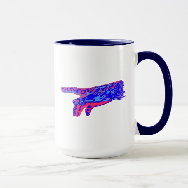 Tasse Main d'un Dieu Cyborg (Rouge et Bleu) (Droite)