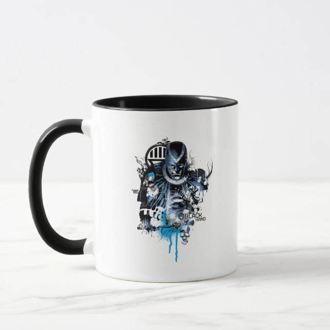 Tasse Main noire - Collage bleu (Gauche)