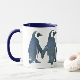 TASSE MAINS DE TENUE DE COUPLE PENGUIN