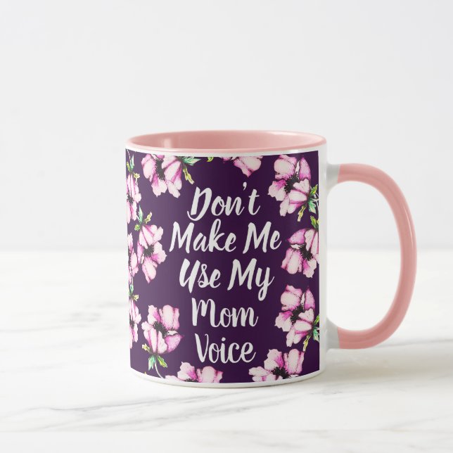 Tasse Maman Voice | Aquarelle Fleurs violettes (Droite)