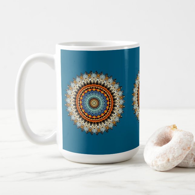 Tasse Mandala de plume (Avec donut)