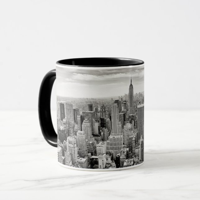 Tasse Manhattan, New York (panorama noir et blanc) (Devant gauche)