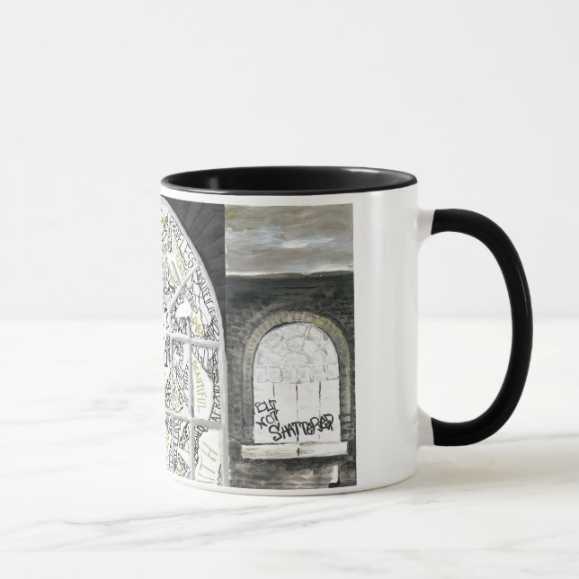 Tasse manipulée noire cassée mais non brisée (Droite)