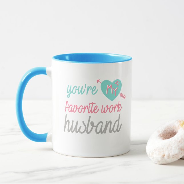 Tasse Mari rose bleu de travail d'amour - thé de café (Avec donut)