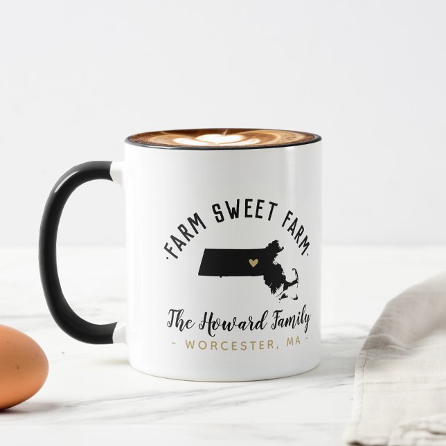 Tasse Massachusetts Farm Sweet Farm Famille Monogramme M (Créateur téléchargé)