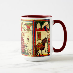 Tasse médiévale de scènes