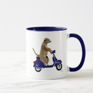 Tasse Meerkat sur le vélomoteur bleu-foncé