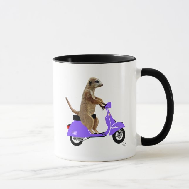 Tasse Meerkat sur Lilac Moped (Droite)