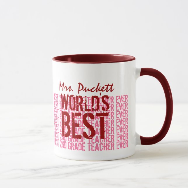 Tasse Meilleur Enseignant de 2e année du monde Nom perso (Droite)