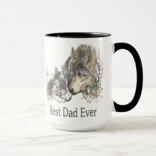 Tasse Meilleur papa jamais Wolf Aquarelle Animal Ar