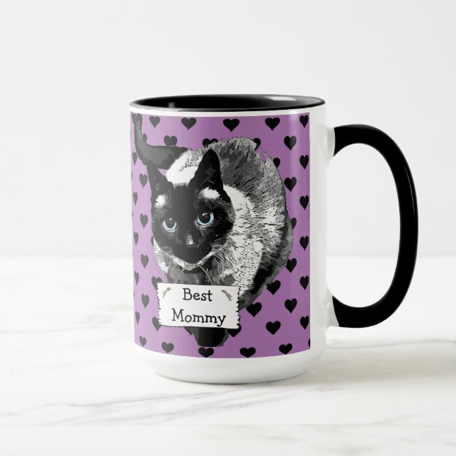 Tasse "Meilleure maman de chat" Chat Siamese Lady Coffee (Droite)