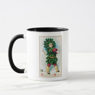 Tasse Meilleurs voeux de Noël Homme en manteau À feuilla