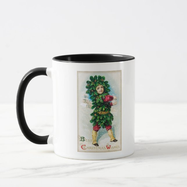 Tasse Meilleurs voeux de Noël Homme en manteau À feuilla (Gauche)