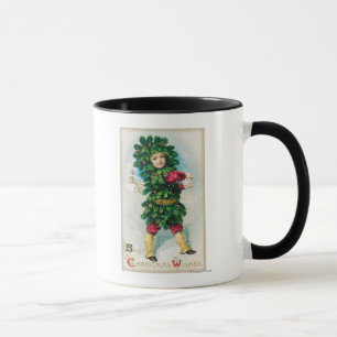 Tasse Meilleurs voeux de Noël Homme en manteau À feuilla