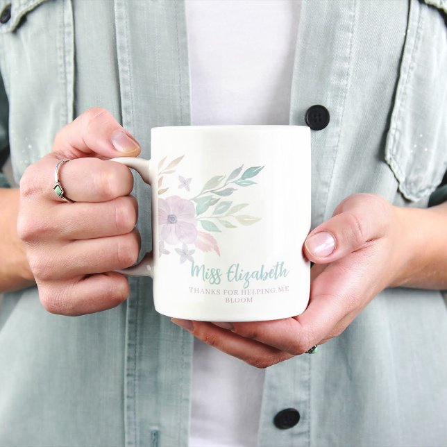 Tasse Merci de m'avoir aidé à fleurir (Show your gratitude with this watercolor floral, "Thanks for helping me bloom" mug! )