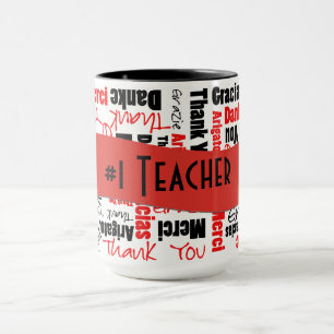 Tasse Merci rouge et noir  mot Modèle Cloud