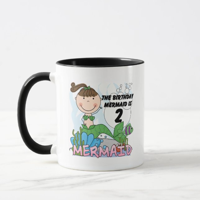 Tasse Mermaid 2e Anniversaire Tshirts et cadeaux (Gauche)