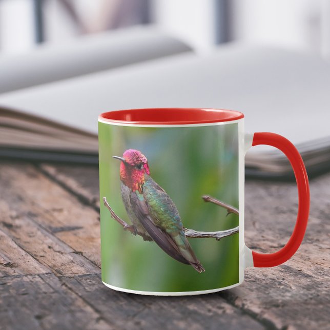 Tasse Merveilleux colibri d'Anna sur un arbre fruitier (Stunning Anna's Hummingbird on the Plum Tree 11 oz Coffee Mug Cover Photo.)