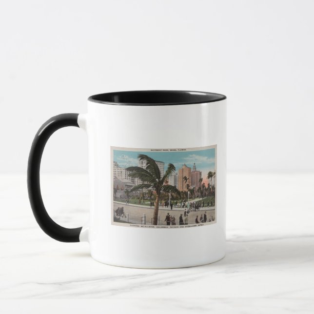 Tasse Miami, Floride - Vue sur Bayfront Park & Hôtels (Gauche)
