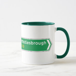 Tasse Middlesbrough, panneau routier BRITANNIQUE