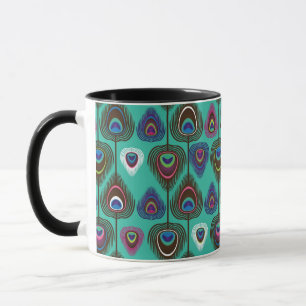 Tasse mignon motif en plumes de paon