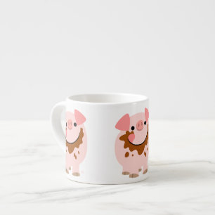 Tasse mignonne de café express de porc de bande