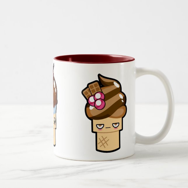 Tasse mignonne de cornets de crème glacée de (Droit)