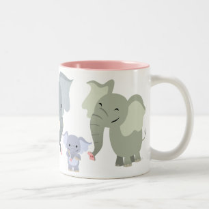 Tasse mignonne de famille d'éléphant de bande