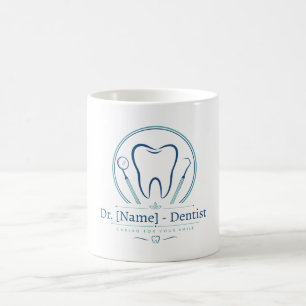 Tasse Minimaliste Dentiste – Dr. [Nom] Icône Denta