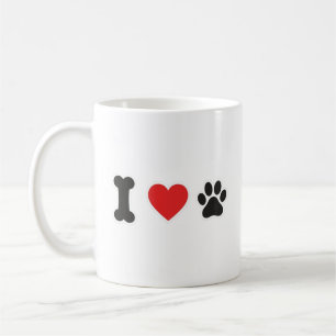 Tasse Minimaliste Os Cœur Patte J'Aime Mon Chien