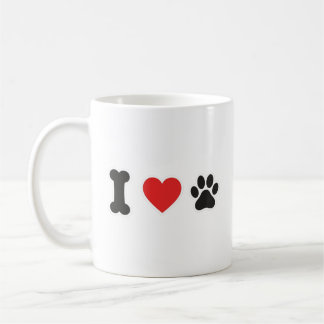 Tasse Minimaliste Os Cœur Patte J'Aime Mon Chien