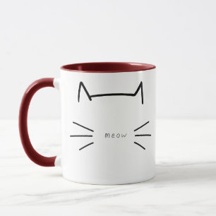 Tasse Minimalsite Moustaches de Chat Tasse à Caf