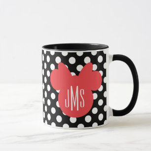 Tasse Minnie Monogramme à pois noir et blanc