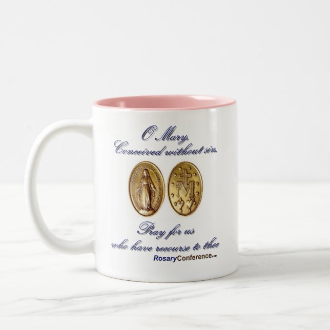 Tasse miraculeuse 2 de prière de médaille (Gauche)
