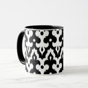 Tasse Modèle marocain Ikat Damask, noir et blanc